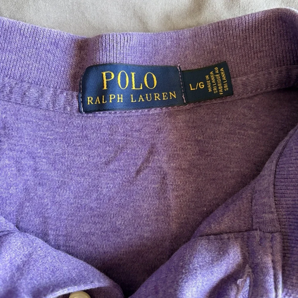 Polo Ralph Lauren Large Men's Purple Short Sleeve Shirt Red Pony Cotton Preppy